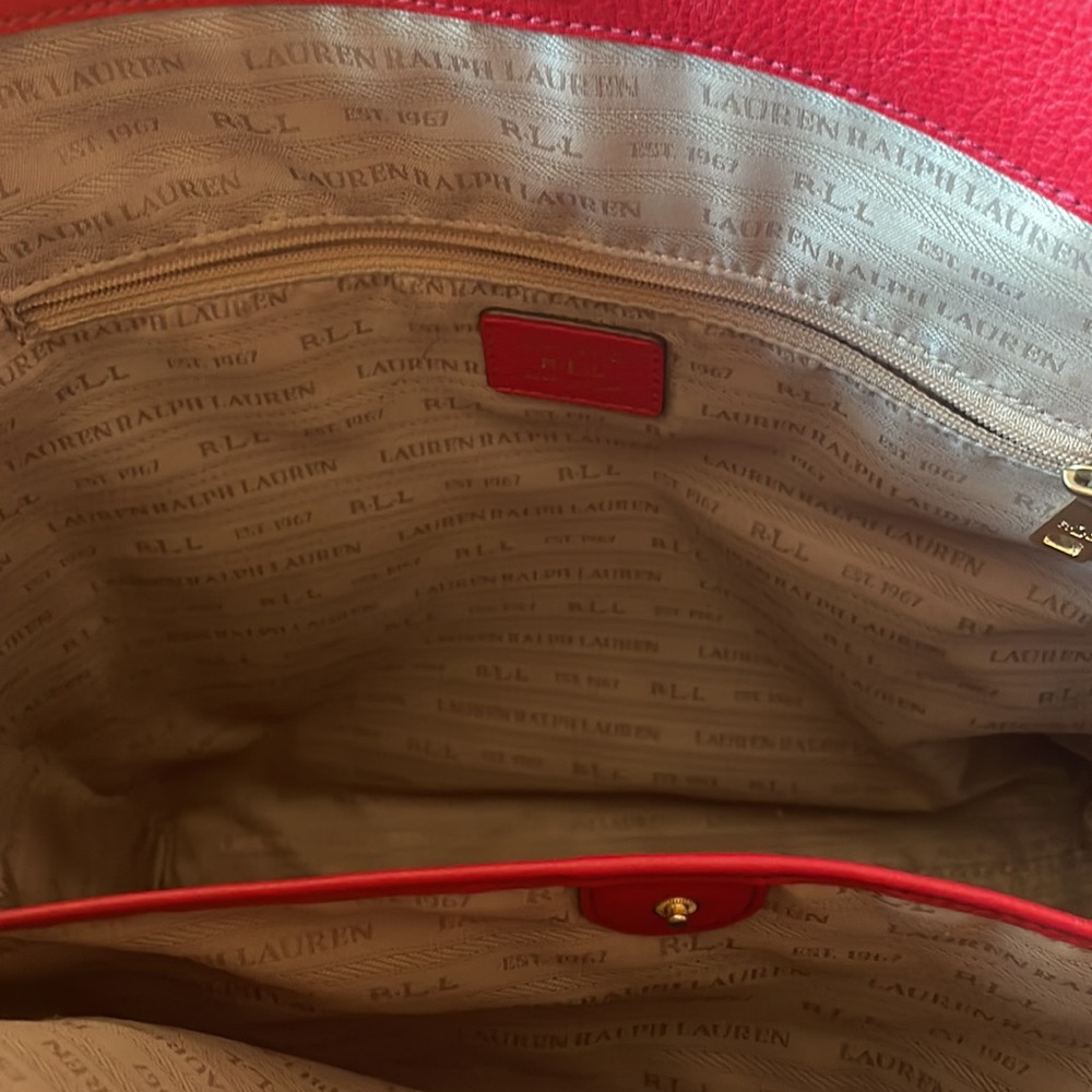 Red Ralph Lauren Leather Tote Bag - Picture 3 of 3